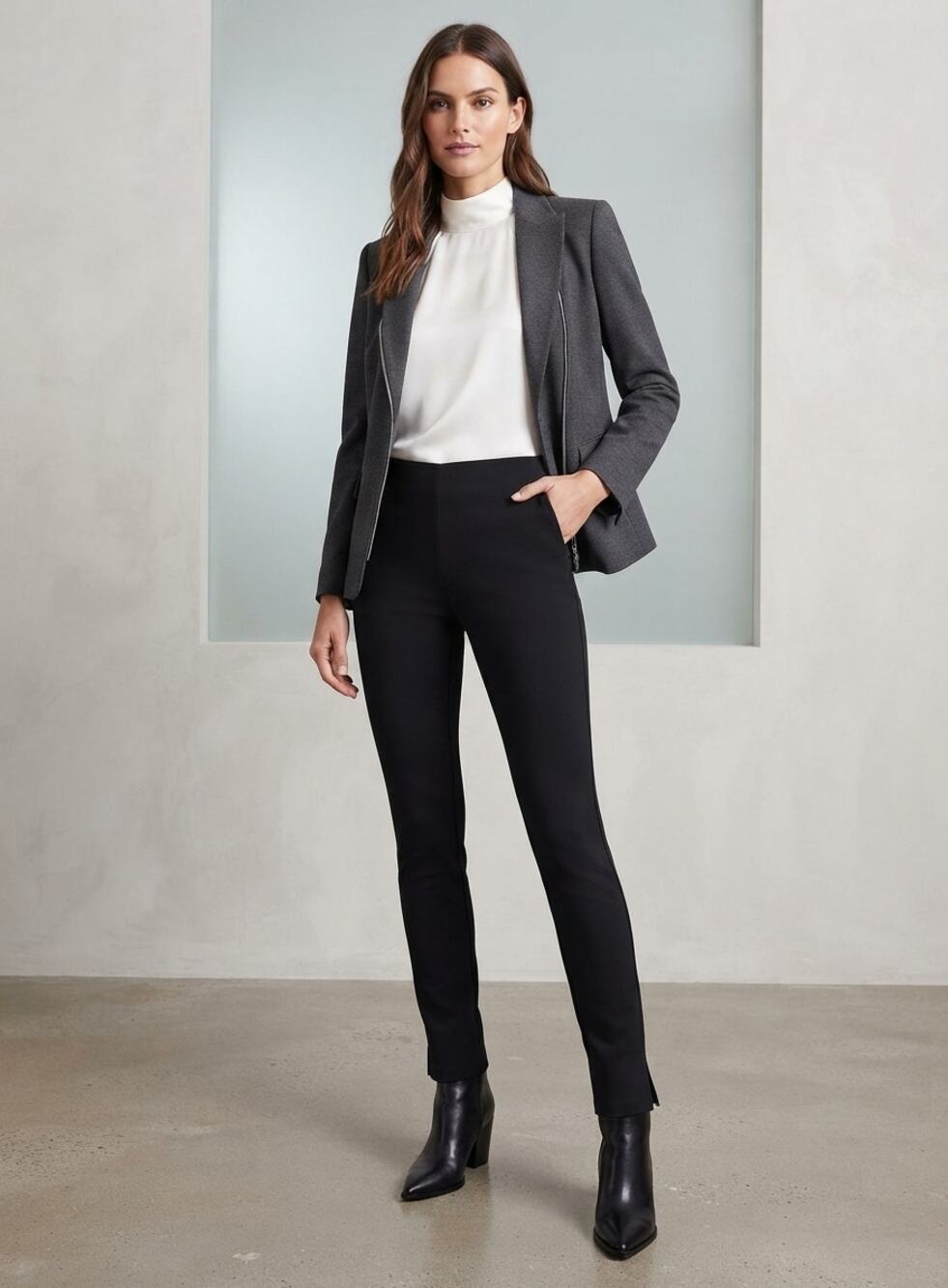 VERONICA BEARD Black Scuba Legging Pants Size 2 $395 Career Minimalist EUC